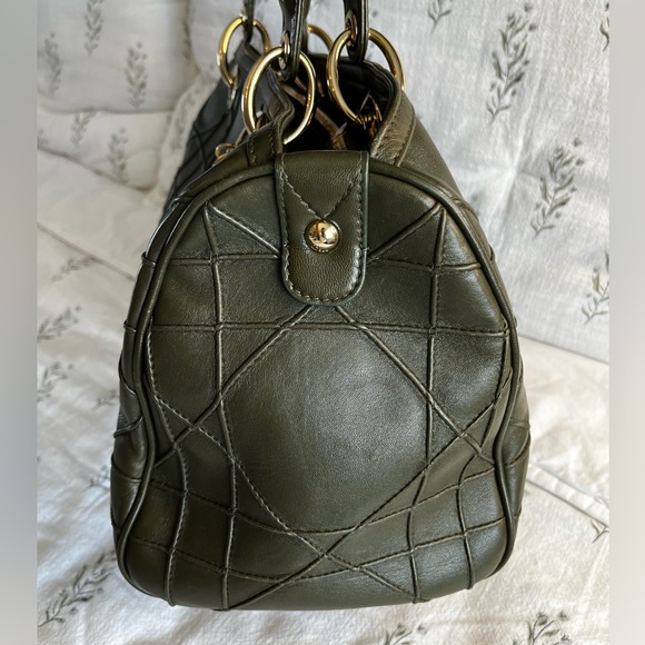 Dior Dark Olive Green Cannage Leather Granville Polochon Satchel - Picture 5 of 14